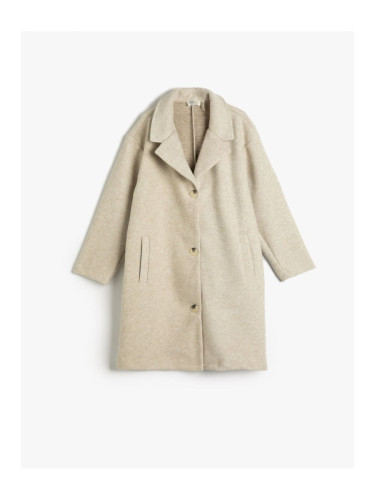 Koton Long Coat Button Closure with Pocket Detail