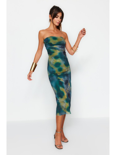 Trendyol многоцветен тюл монтирани елегантна вечерна рокля