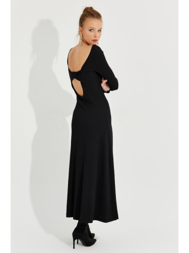 Cool &; Секси Дамски Черен Обратно Подробни Camisole Midi рокля