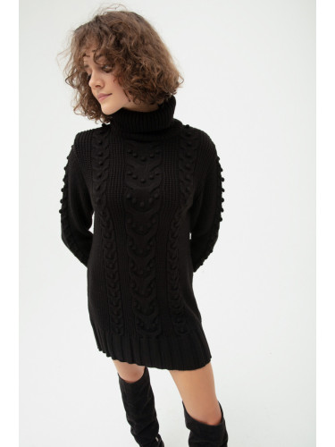 Lafaba жените черно поло шарени трикотаж пуловер