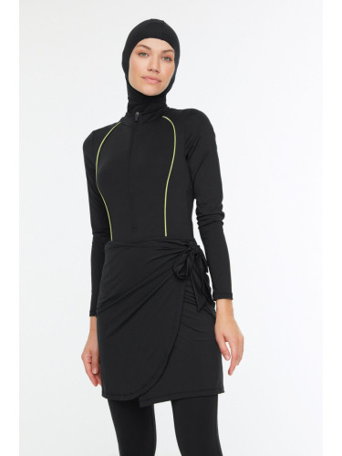 Trendyol Black Stripe Detailed Surf 4-Piece Swimsuit Suit