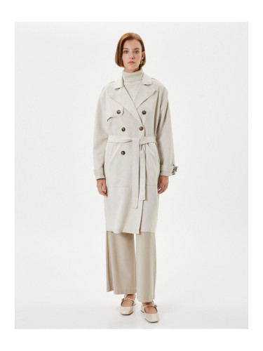 Koton тренчкот двойна гърди закопчана колан талия джоб