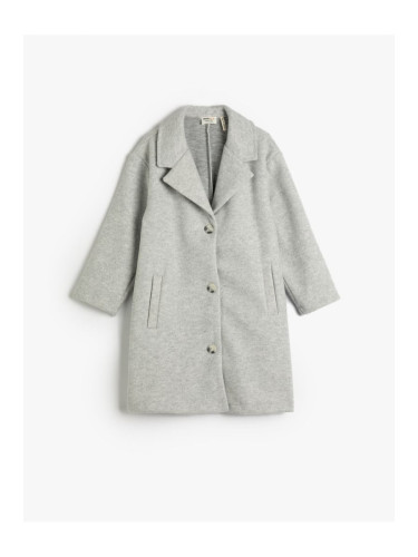 Koton Long Coat Button Closure with Pocket Detail