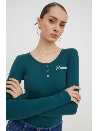 Блуза с дълги ръкави Hollister Co. в зелено