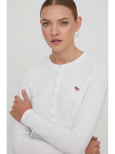 Блуза с дълги ръкави Abercrombie & Fitch в бяло