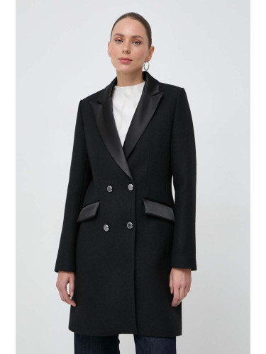 Вълнено палто Morgan в черно преходен модел с двуредно закопчаване
