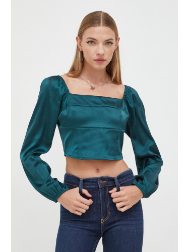 Блуза Hollister Co. в зелено с изчистен дизайн
