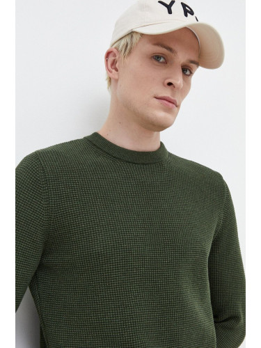 Памучен пуловер Superdry в зелено