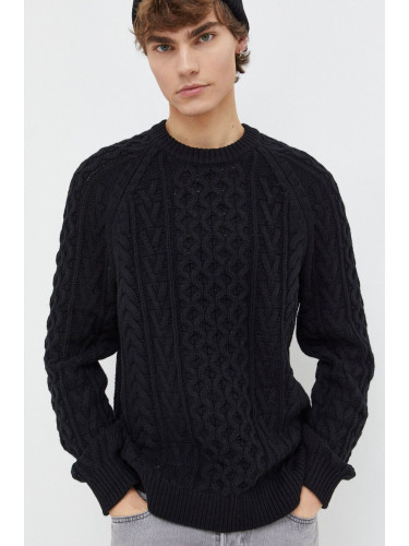 Пуловер с вълна Abercrombie & Fitch мъжки в черно