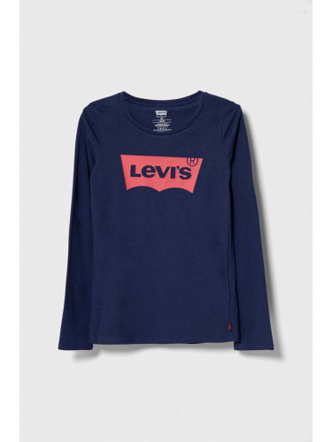 Детска блуза с дълги ръкави Levi's в синьо