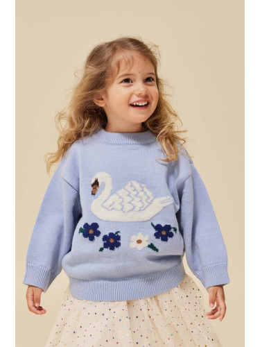 Детски вълнен пуловер Konges Sløjd в синьо