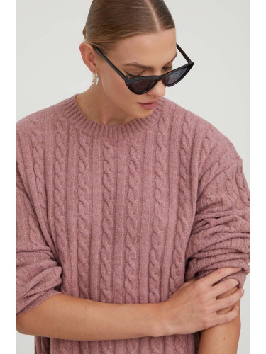 Пуловер Hollister Co. дамски в розово