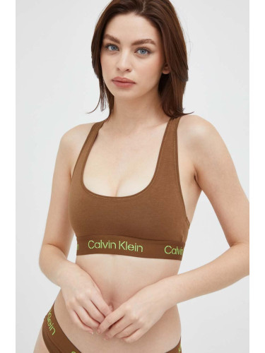 Сутиен Calvin Klein Underwear в кафяво с изчистен дизайн