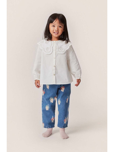 Детска памучна блуза Konges Sløjd в бяло с апликация