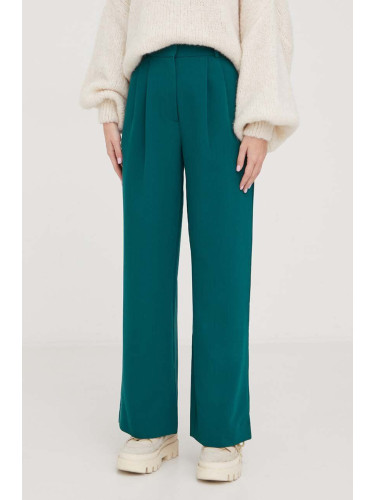 Панталон Abercrombie & Fitch в зелено с широка каройка, с висока талия