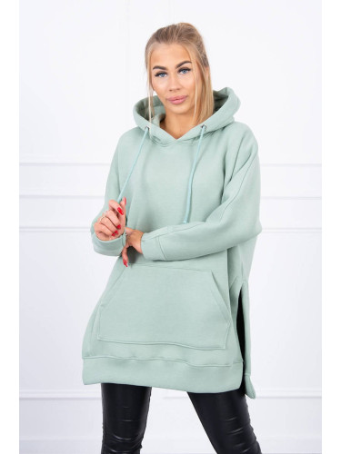 Insulated sweatshirt with slits on the sides of dark mint