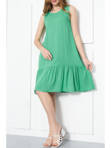 armonika Women's Grass Green SLEEVE SKIRT FRILLED DRESS