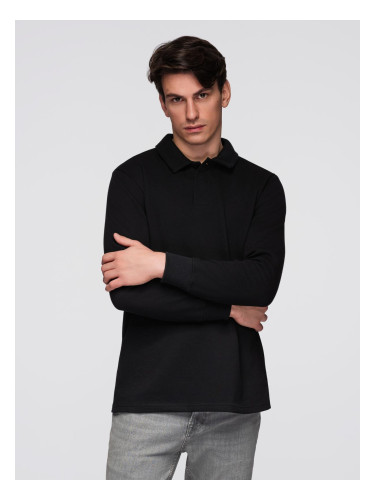 Ombre Men's structured knit polo collar sweatshirt - black