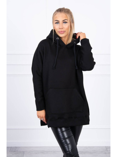 Insulated sweatshirt with slits on the sides black