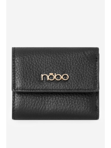 Women's Small Wallet Natural Leather Animal Pattern Nobo Black