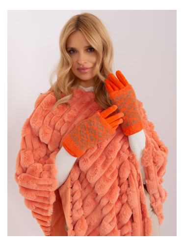 Orange warm women's gloves