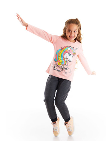 mshb&g Colorful Unicorn Girls Kids T-shirt Pants Suit
