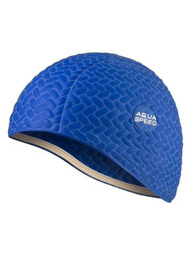 AQUA SPEED Unisex's Swimming Cap For Long Hair Bombastic Tic-Tac Navy Blue