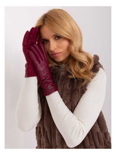 Burgundy gloves with touch function