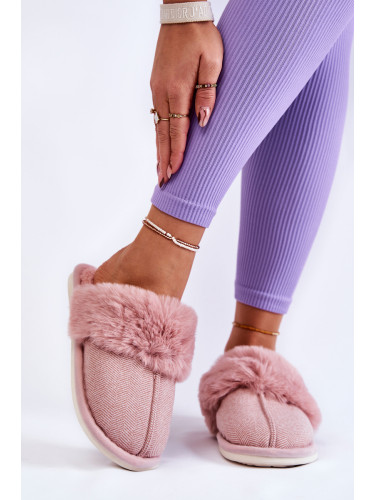 Lady's insulated slippers with fur Light pink Franco