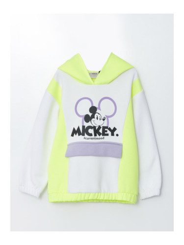 LC Waikiki Girls Hooded Mickey Mouse Printed Long Sleeve Sweatshirt