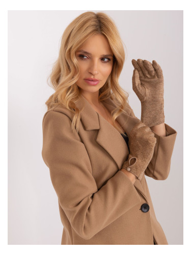 Camel warm knitted gloves