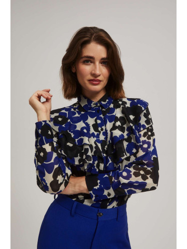Marisse Blue Floral Ruffle Shirt