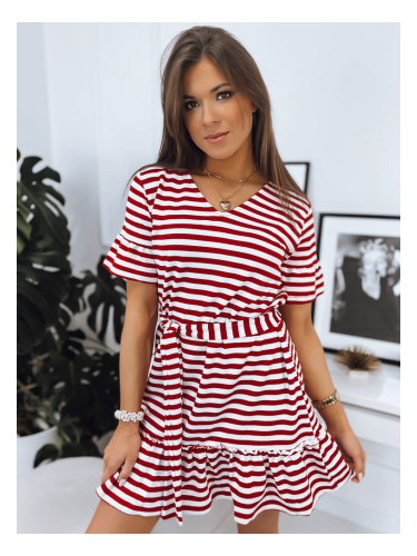 Red ZEFI dress with horizontal stripes Dstreet