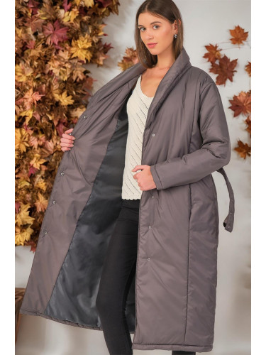 Z6688 DEWBERRY WOMEN'S COAT-DARK ANTHRACITE