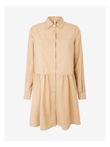 Beige women's shirt dress Pepe Jeans Alessa