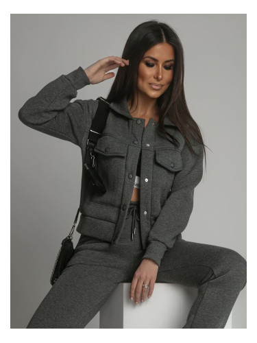 Warm women's set of bomber jacket and sweatpants, graphite