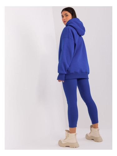 Cobalt blue two-piece casual set with leggings