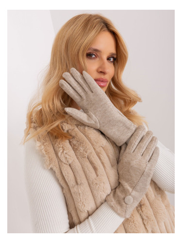 Beige gloves with geometric pattern