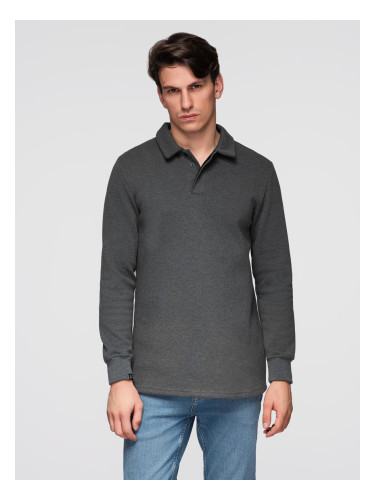 Ombre Men's structured knit polo collar sweatshirt - graphite melange