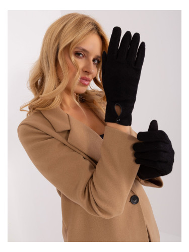 Black gloves with decorative button