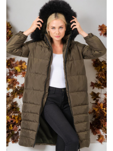 Z6740 DEWBERRY WOMEN'S COAT-PLAIN KHAKI