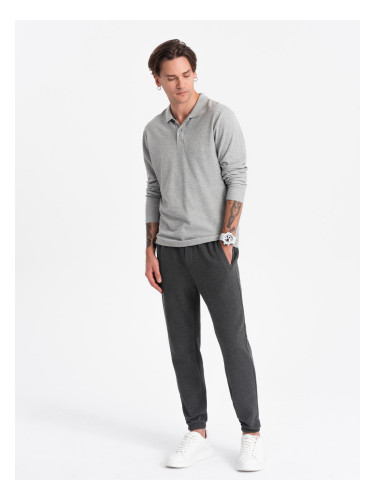 Ombre CARROT men's structured knit sweatpants - graphite melange