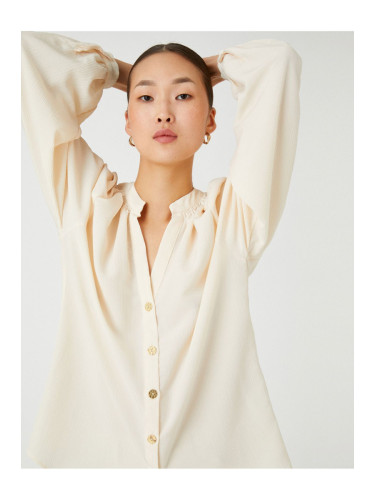 Koton Big Collar Shirt Long Balloon Sleeve Buttoned