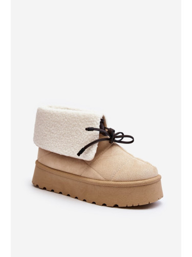 Platform snow boots with sheepskin, light beige Olimuka