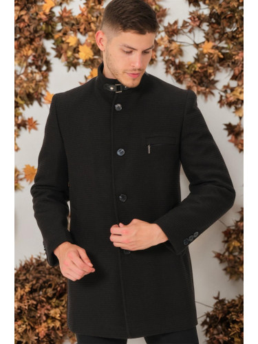 PLT8367 DEWBERRY MEN'S COAT-DARK PLAIN BLACK