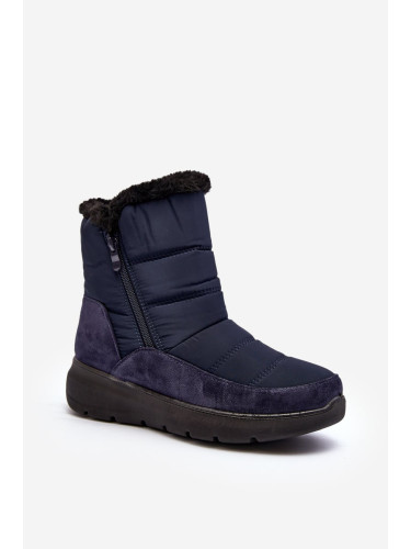 Women's snow boots with fur, Navy Blue Primose