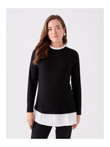 LC Waikiki High Neck Plain Long Sleeve Maternity T-Shirt