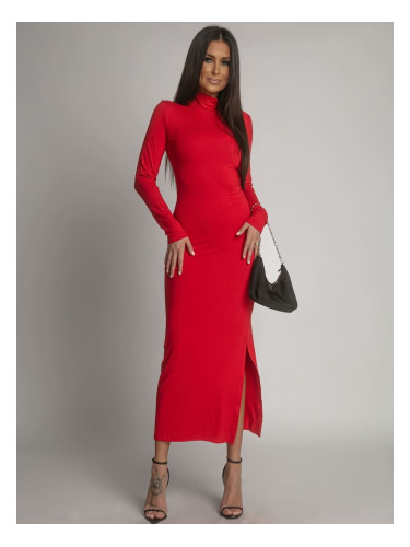 Plain dress with long sleeves and red turtleneck
