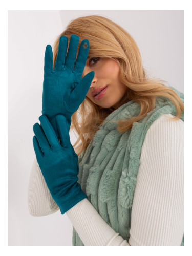 Turquoise smooth women's gloves