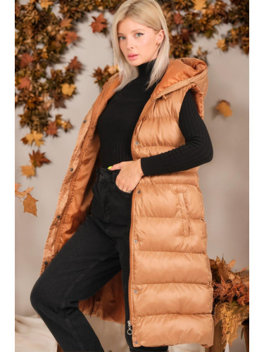 Z6757 DEWBERRY WOMEN'S VEST-PLAIN TAN